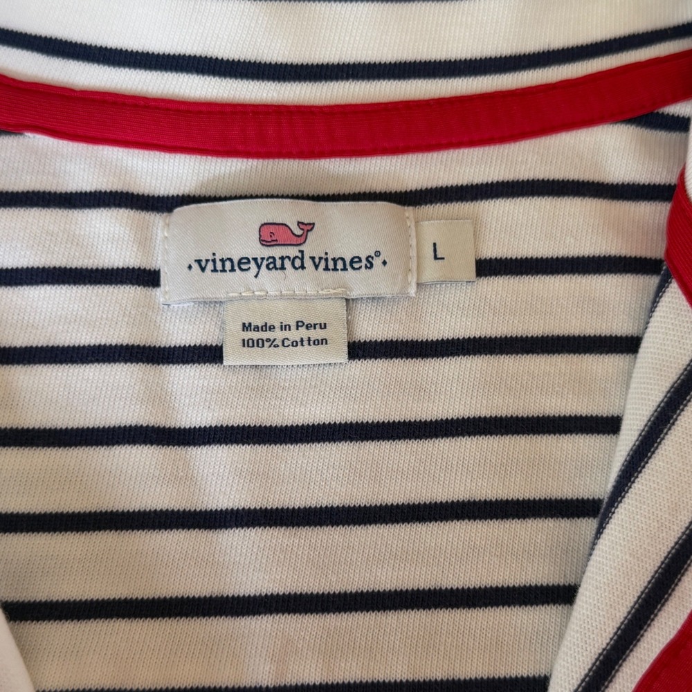Vineyard Vines Shep Shirt Pullover Women L White Striped Excellent Thumbholes - Picture 7 of 8